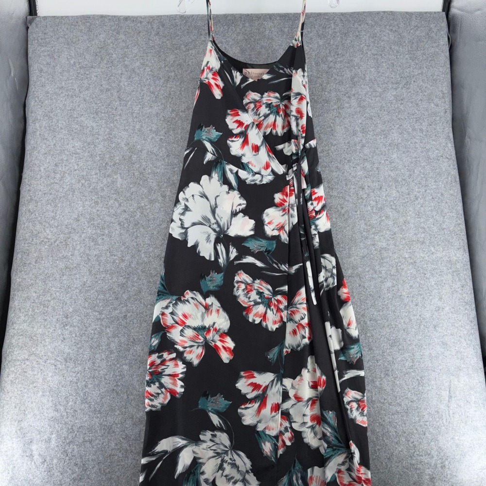 Philosophy Republic Clothing Floral Maxi Dress Black Red White Faux Wrap Size 6